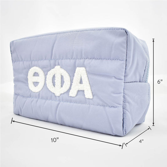 Tri Delta Makeup Bag - Puffer Style with Sorority Letters