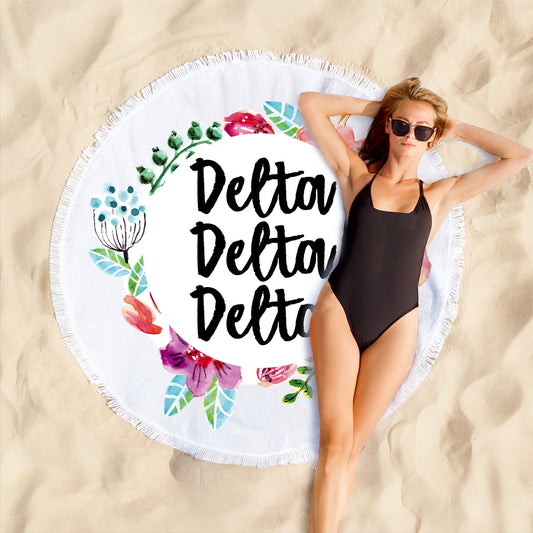 Delta Delta Delta Floral Fringe Towel Blanket