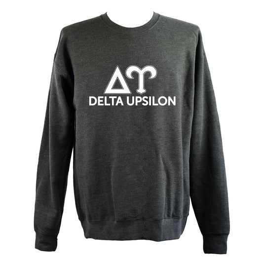 Delta Upsilon Sweatshirt- Crewneck Fraternity Varsity Letters Design