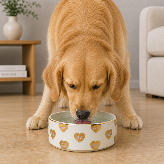 Delta Zeta Pet Bowl- 6" Ceramic Bowl For Dogs and Cats