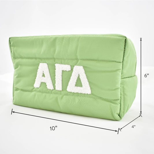 Alpha Chi Omega Makeup Bag - Puffer Style with Sorority Letters