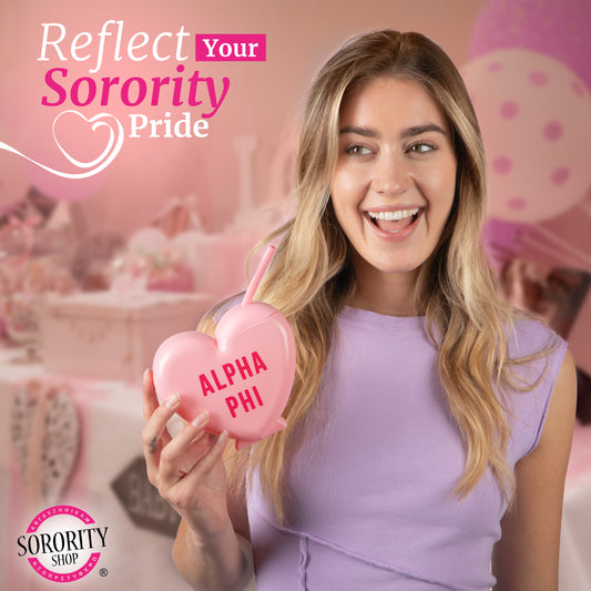 Phi Mu Tumbler- Candy Heart Shaped