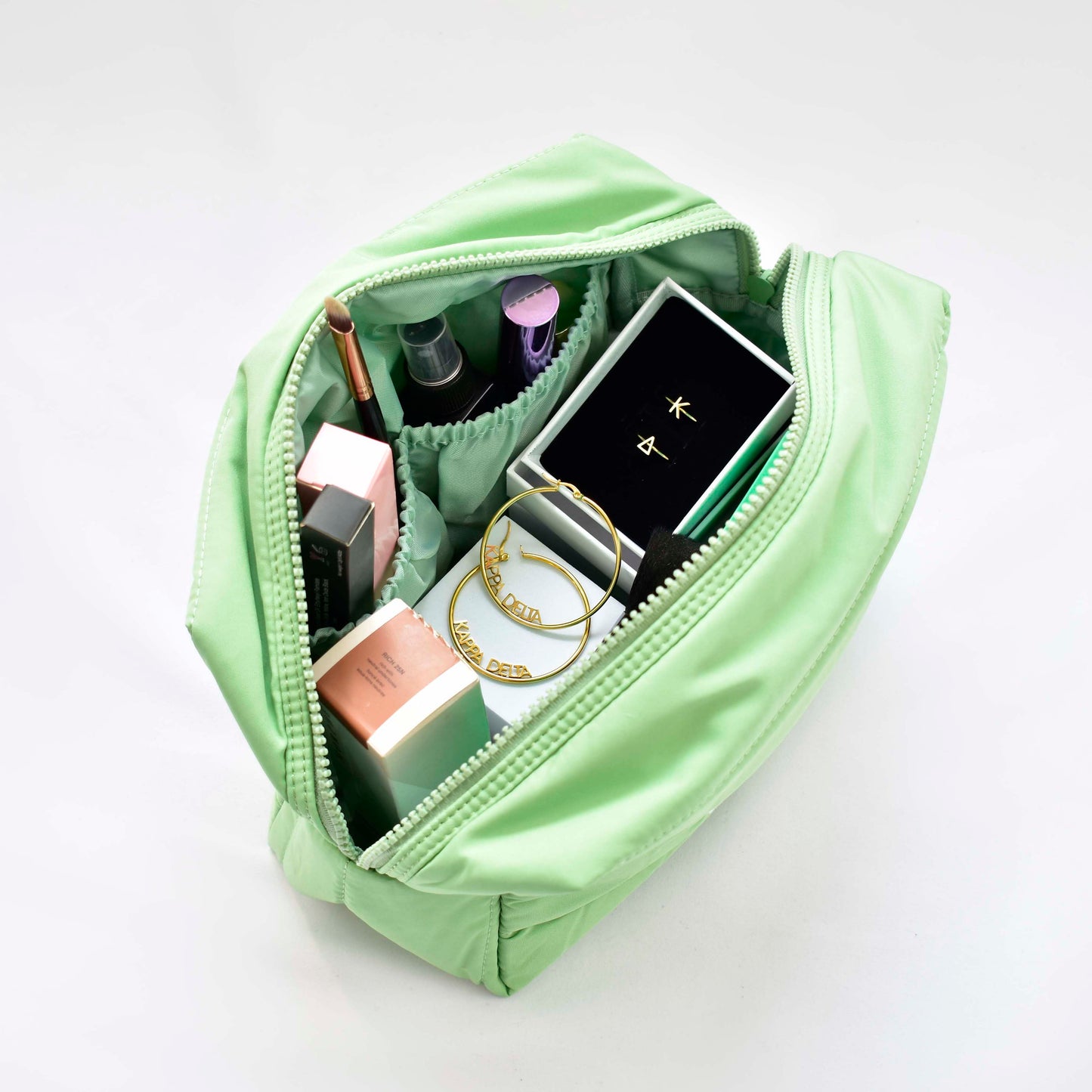 Alpha Sigma Tau Makeup Bag - Puffer Style with Sorority Letters