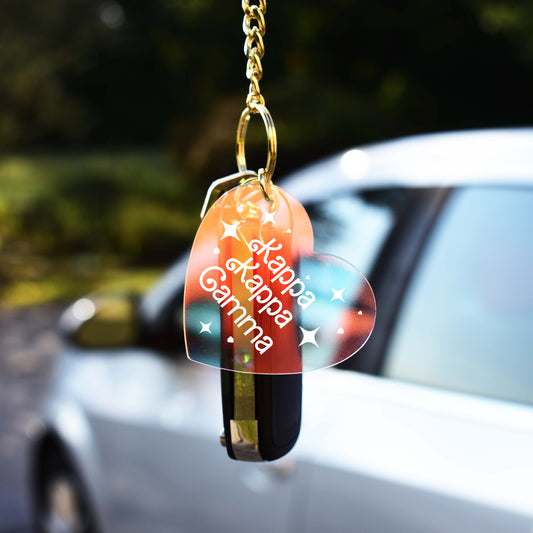 Kappa Kappa Gamma Keychain - Iridescent Heart Design