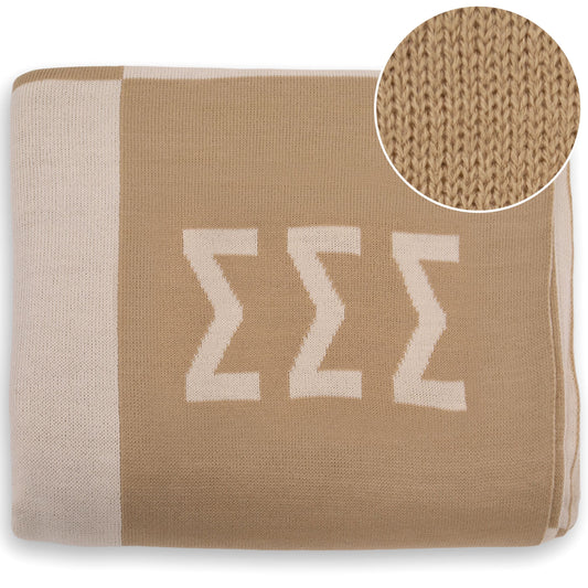 Sigma Sigma Sigma Blanket - Acrylic Knit Checkered Blanket