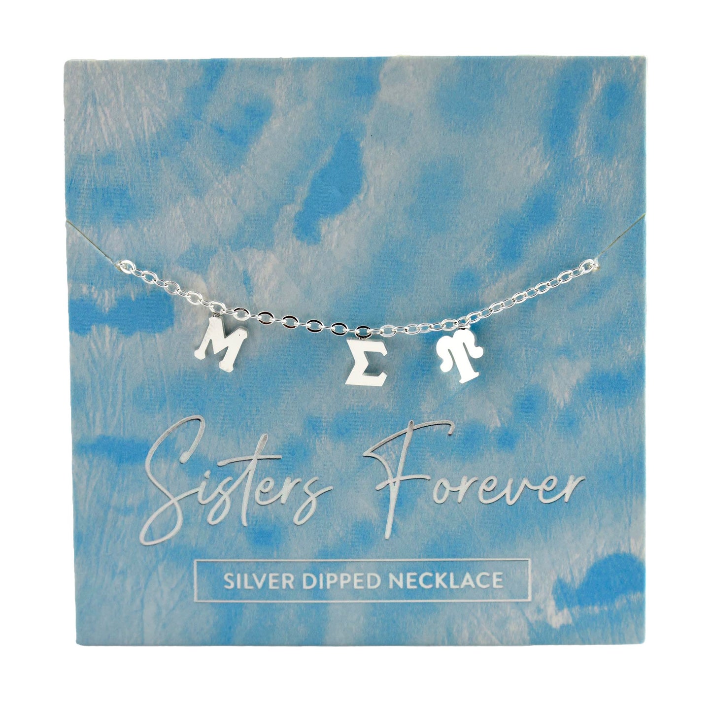 Mu Sigma Upsilon Silver Greek Letters Necklace
