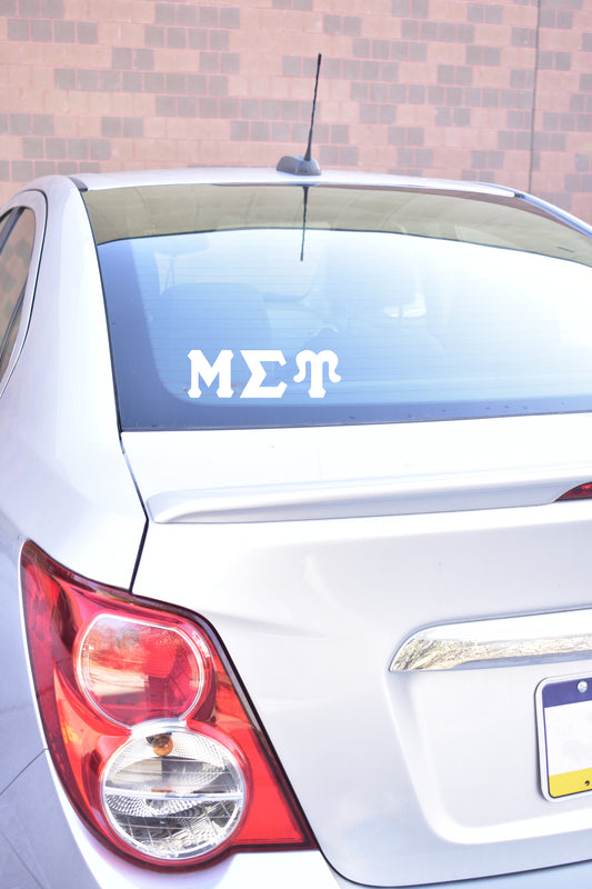 Mu Sigma Upsilon Car Decal Sticker- Greek Letters Design