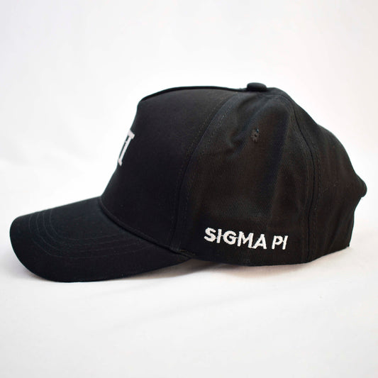 Sigma Pi Baseball Cap- Brushed Cotton 5-Panel Black Hat