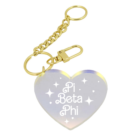 Pi Beta Phi Keychain - Iridescent Heart Design