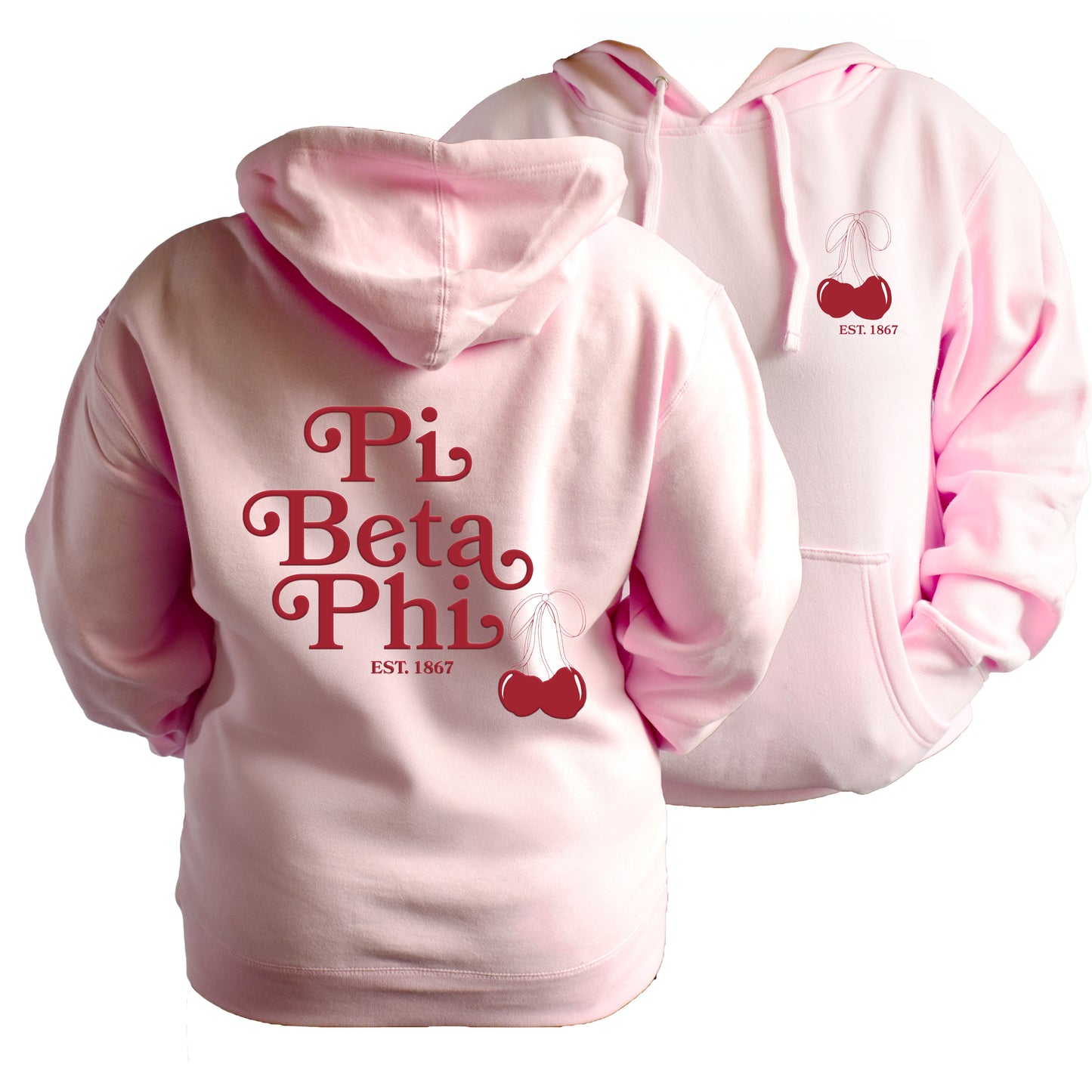Pi Beta Phi Hooded Sweatshirt with Cherries and Sorority Name