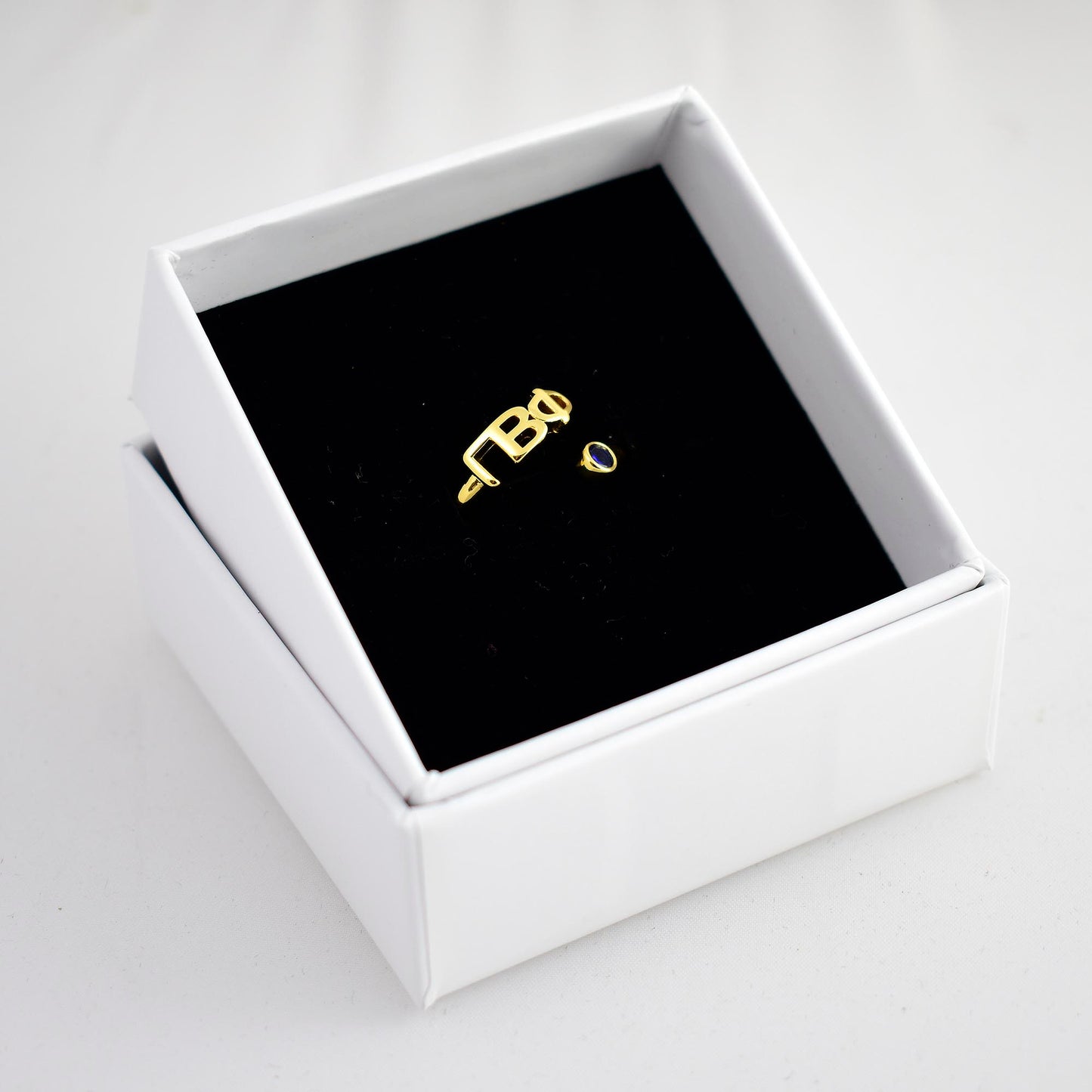 Pi Beta Phi Ring- Gold Plated with Greek Letters and CZ Gemstone