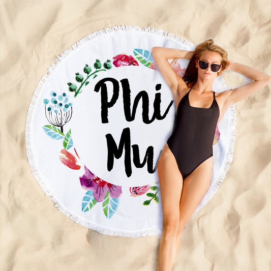 Phi Mu Floral Fringe Towel Blanket