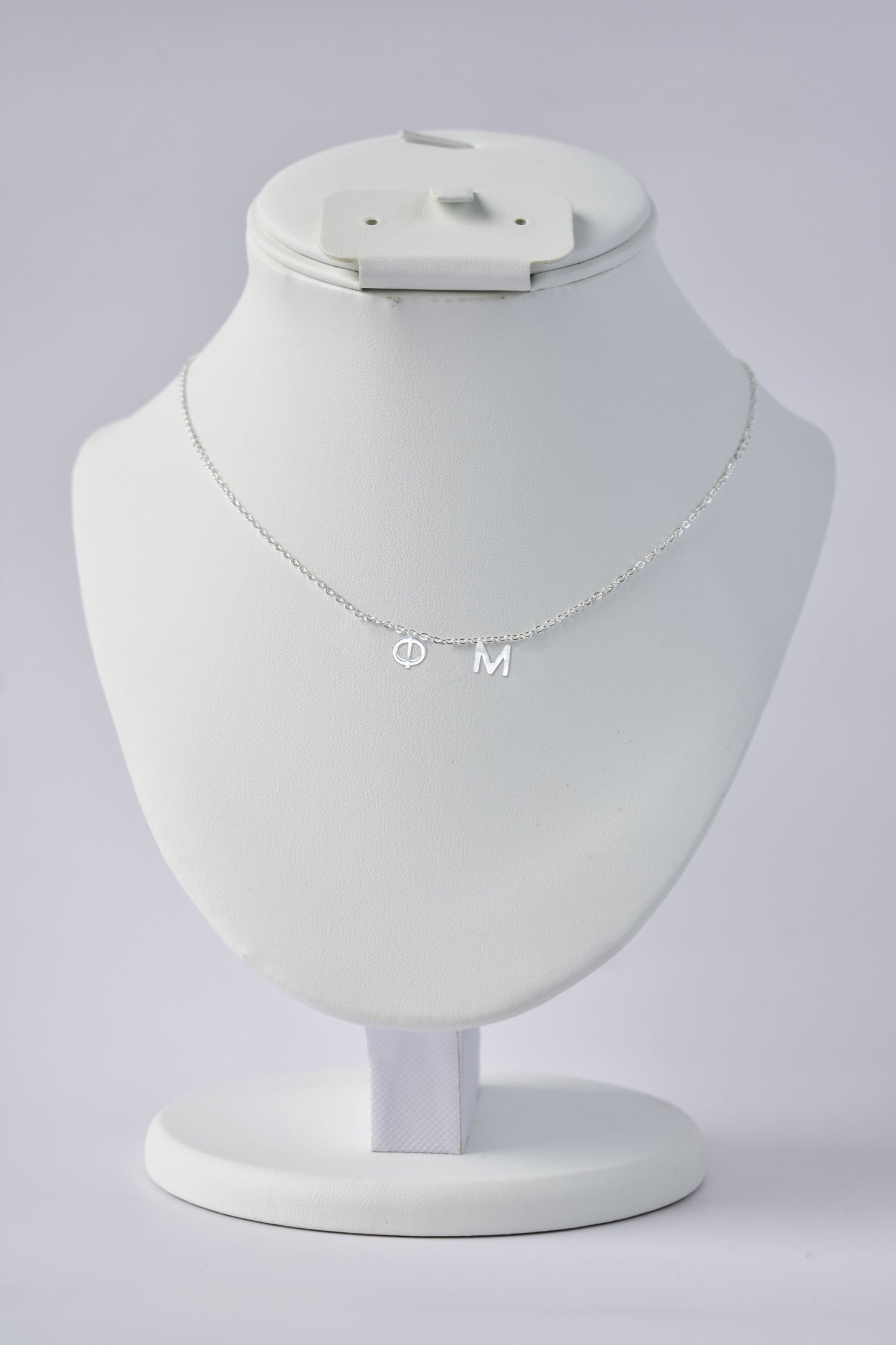 Phi Mu Silver Greek Letters Necklace