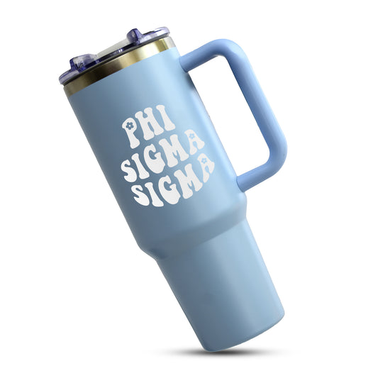 Phi Sigma Sigma Tumbler - 40oz Stainless Steel with Handle
