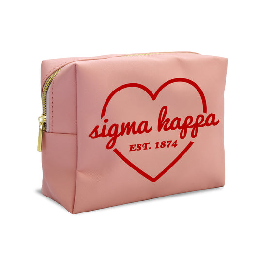 Sigma Kappa Pink w/Red Heart Makeup Bag
