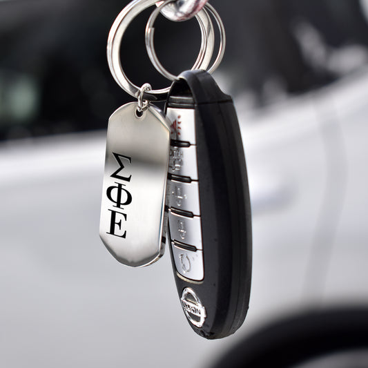 Sigma Phi Epsilon Fraternity Keychain- Stainless Steel Dog Tag Design
