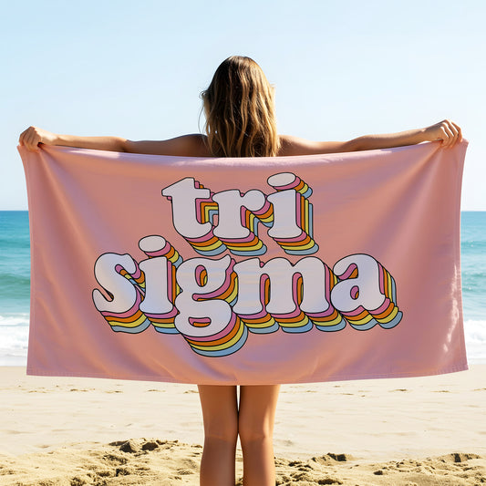 Sigma Sigma Sigma Plush Retro Beach Towel