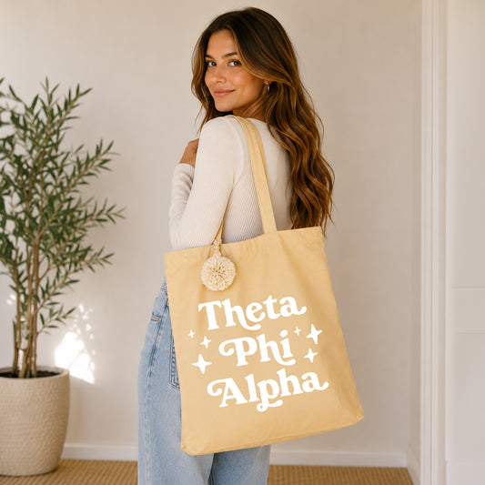 Theta Phi Alpha Retro Pom Pom Tote Bag