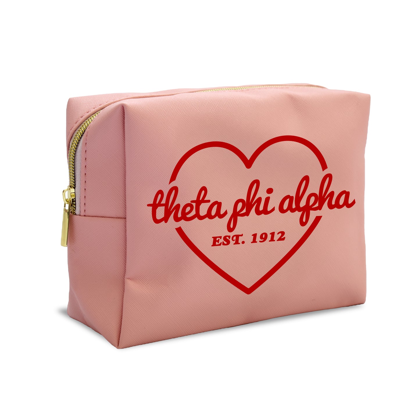 Theta Phi Alpha Pink w/Red Heart Makeup Bag
