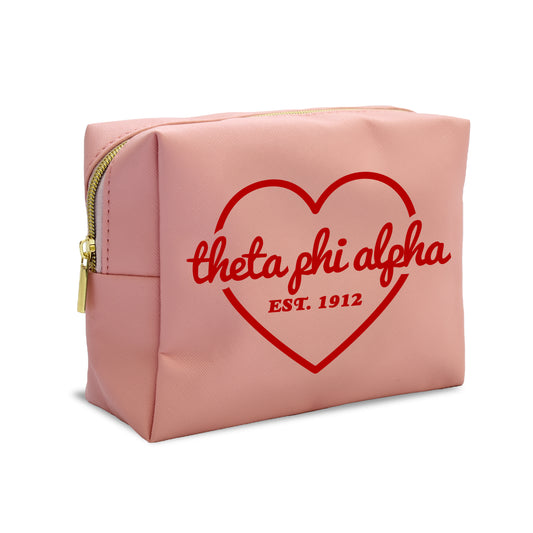 Theta Phi Alpha Pink w/Red Heart Makeup Bag
