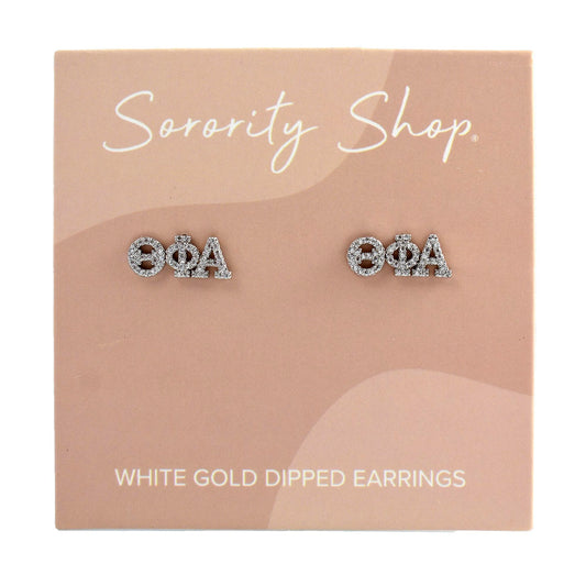 Theta Phi Alpha White Gold Plated Stud Earrings