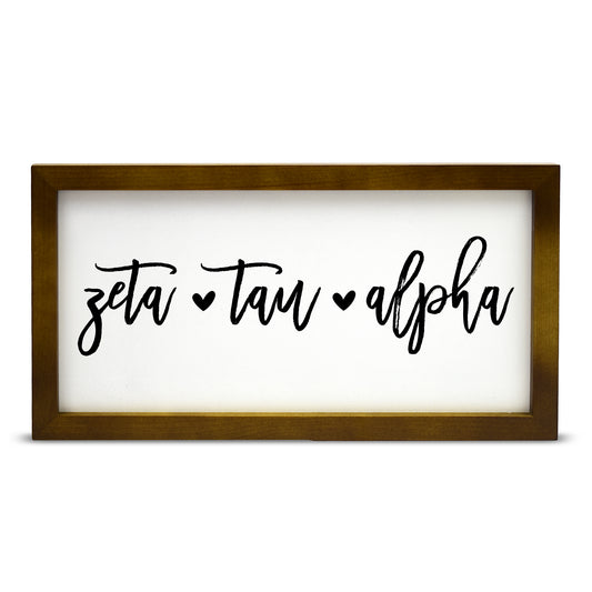 Zeta Tau Alpha Script Wooden Sign