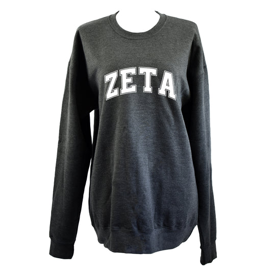 Zeta Tau Alpha Sweatshirt- Crewneck Varsity Letters Design