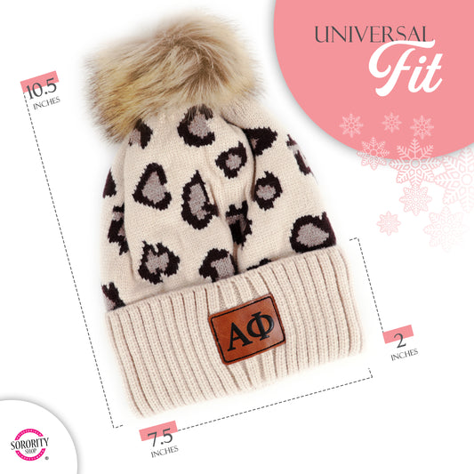 Sigma Sigma Sigma Leopard Design Beanie Hat