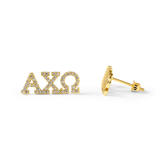 Alpha Chi Omega 18k Gold Plated Stud Earrings