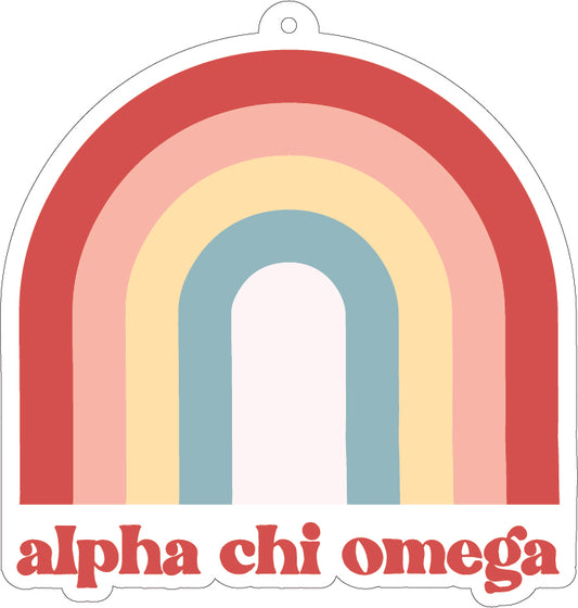 Alpha Chi Omega Rainbow Retro Air Freshener - Flowers & Sunshine Scent
