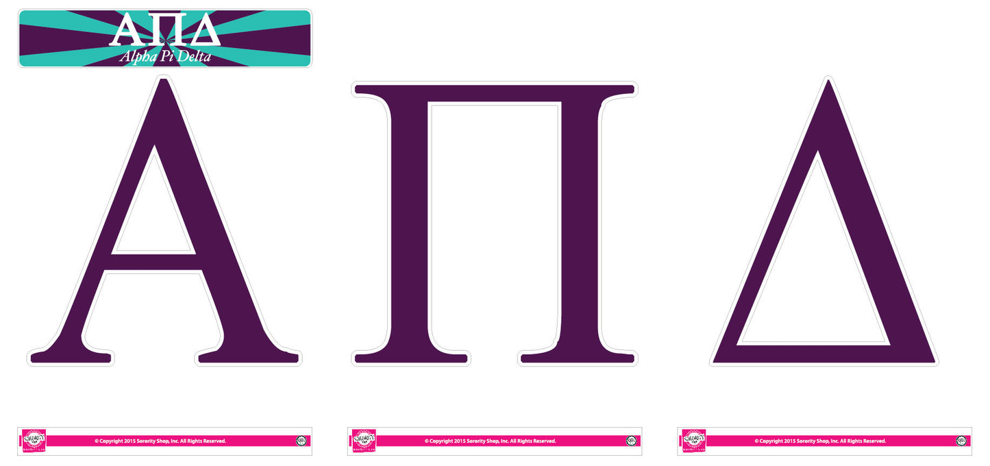 Alpha Pi Delta <br> Jumbo Letter Decals
