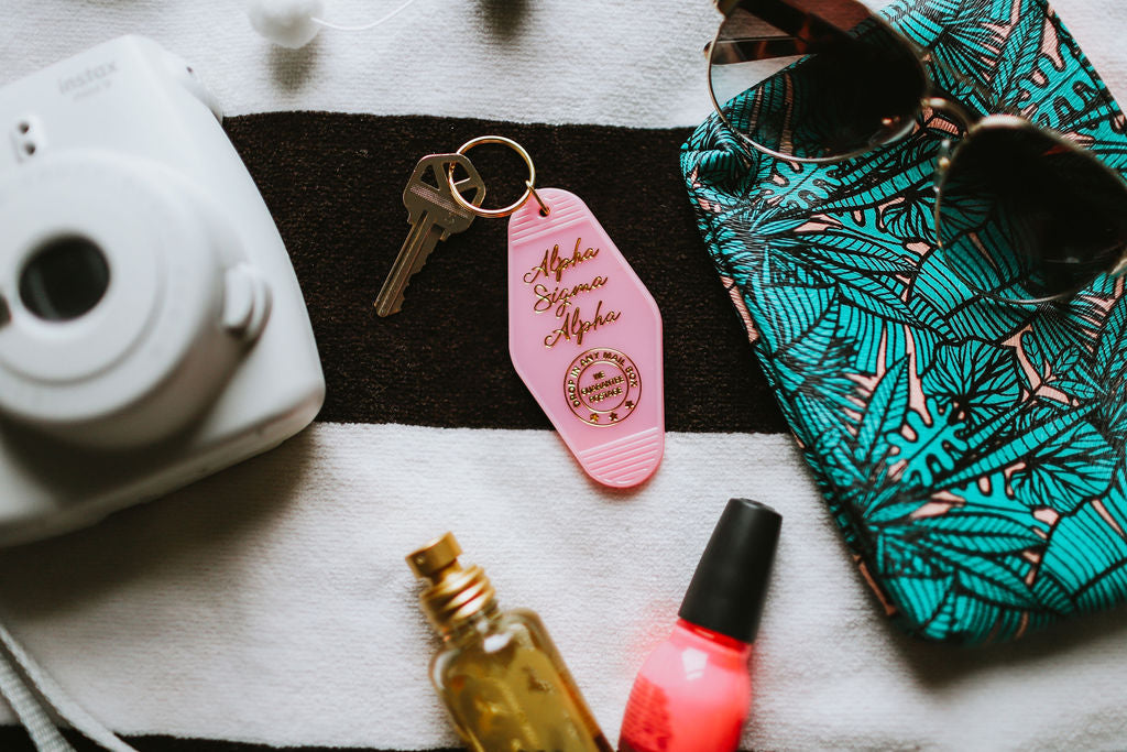 Alpha Sigma Alpha Vintage Motel Keychain