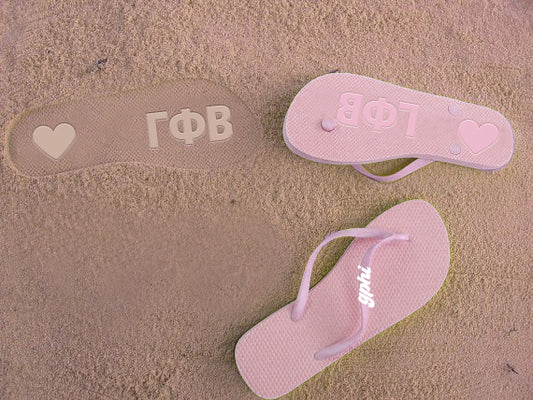 Gamma Phi Beta Flip Flops, With Greek Letter Cutouts