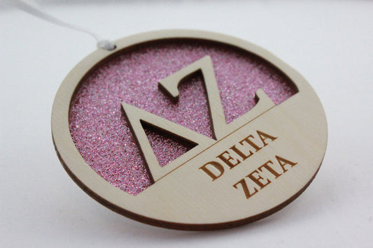 Delta Zeta - Laser Carved Ornament - 3" Round