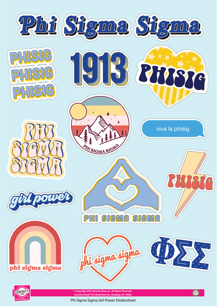 Phi Sigma Sigma Girl Power Sticker Sheet
