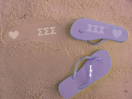 Sigma Sigma Sigma Flip Flops, With Greek Letter Cutouts
