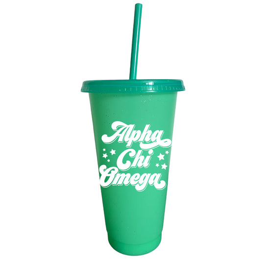 Alpha Chi Omega Glitter Color Changing Cup 4-Pack