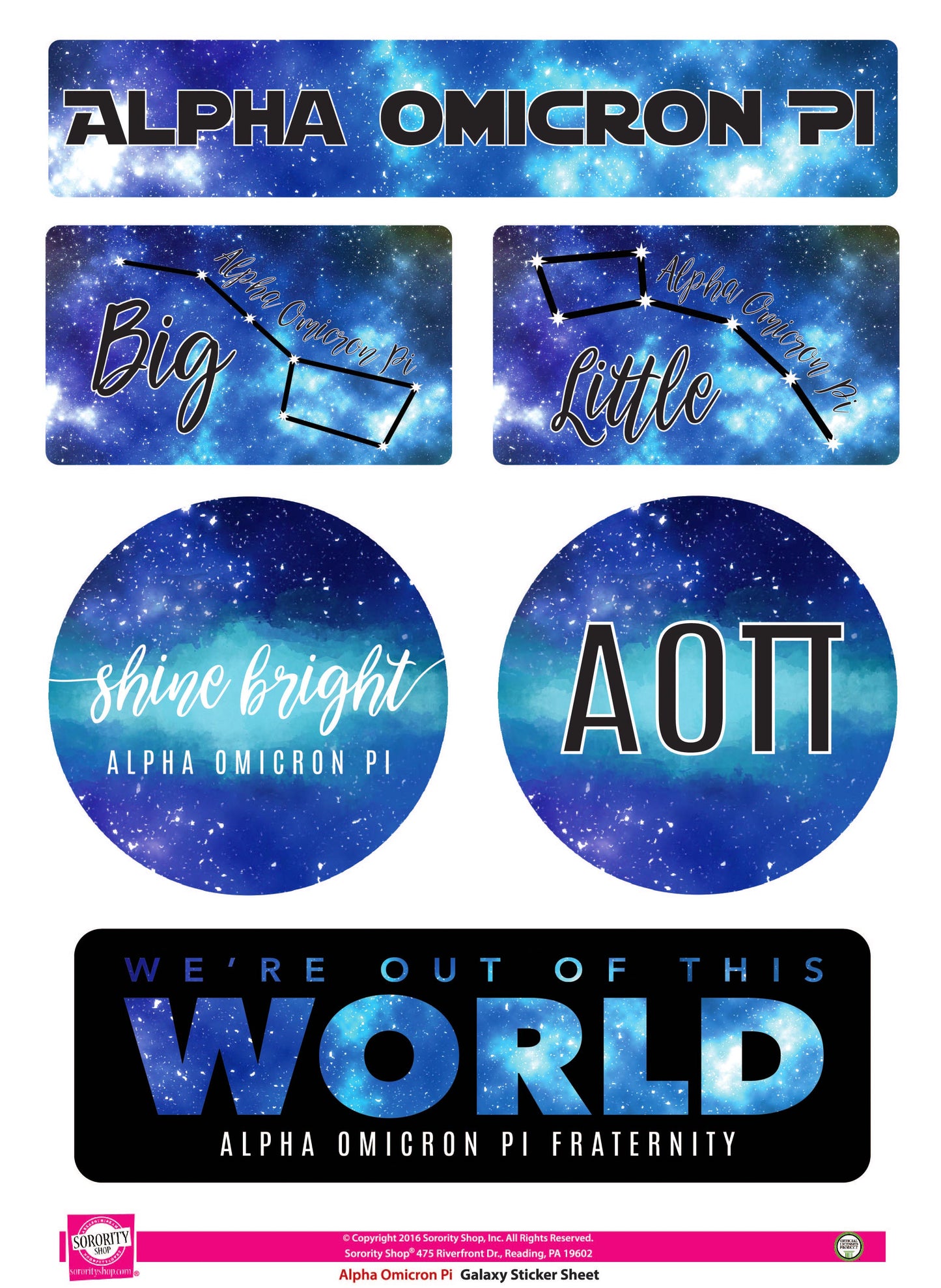 Alpha Omicron Pi Galaxy Stickers