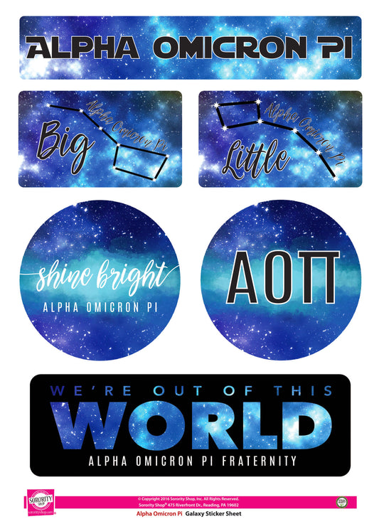 Alpha Omicron Pi Galaxy Stickers
