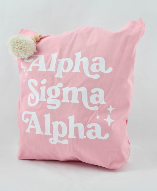 Alpha Sigma Alpha Retro Pom Pom Tote Bag