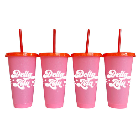 Delta Zeta Glitter Color Changing Cup 4-Pack