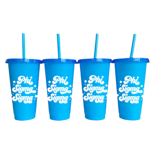 Phi Sigma Sigma Glitter Color Changing Cup 4-Pack