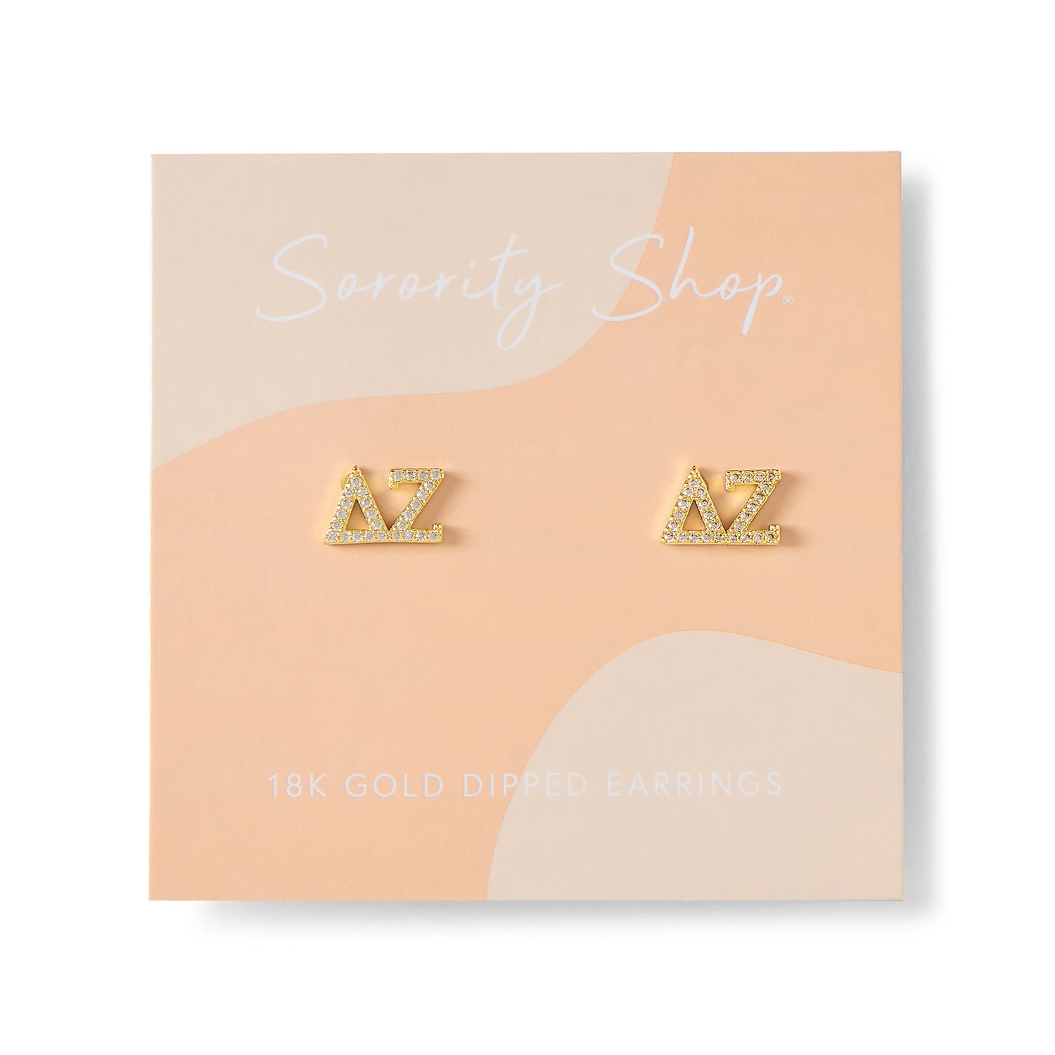 Sorority Stud Earrings - 18k Yellow Gold and White Gold Plated Greek Letter Studs