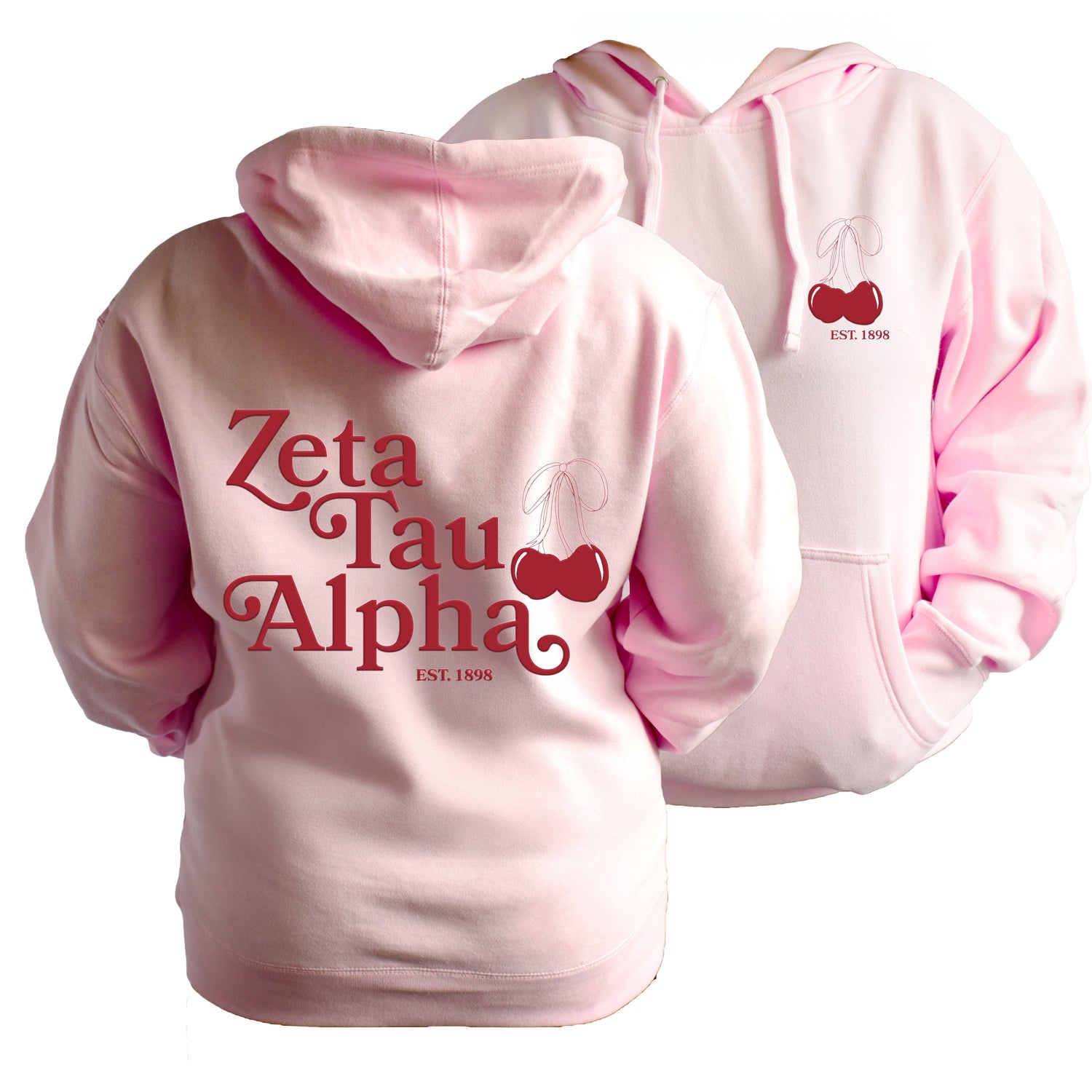 Sorority Hooded Sweatshirts with Bowtied Cherries and Sorority Name