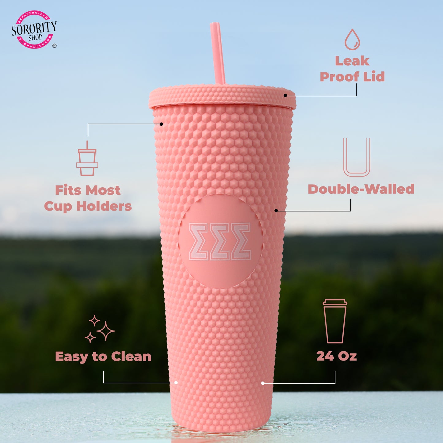 Alpha Gamma Delta Studded Tumbler
