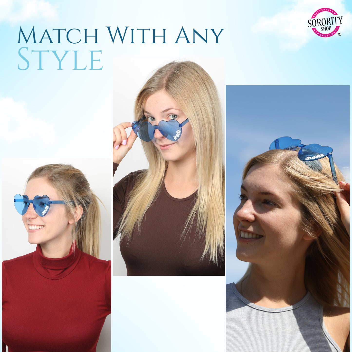 Gamma Rho Lambda Sunglasses - Heart Shaped