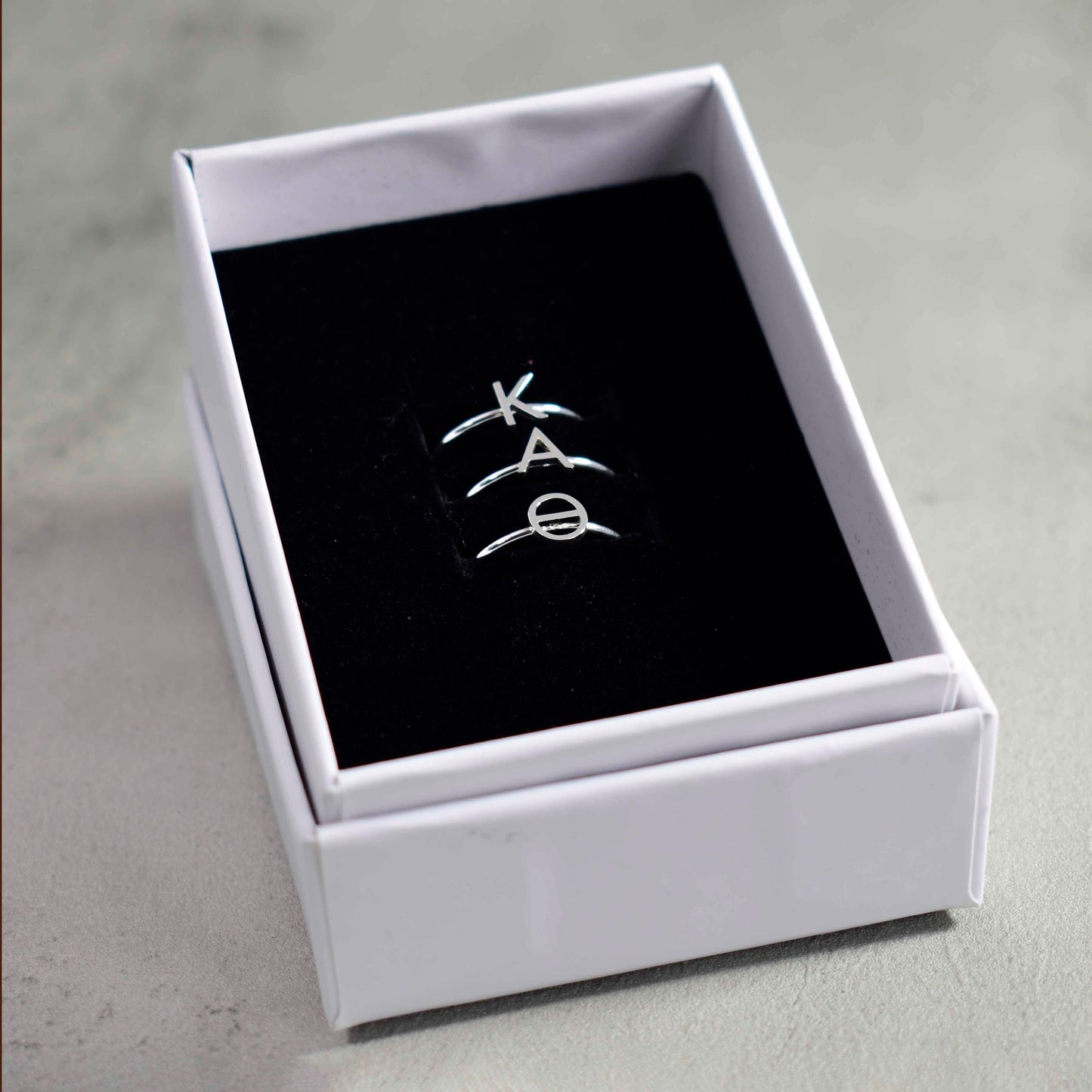 Alpha Chi Omega Silver Stacking Ring Set
