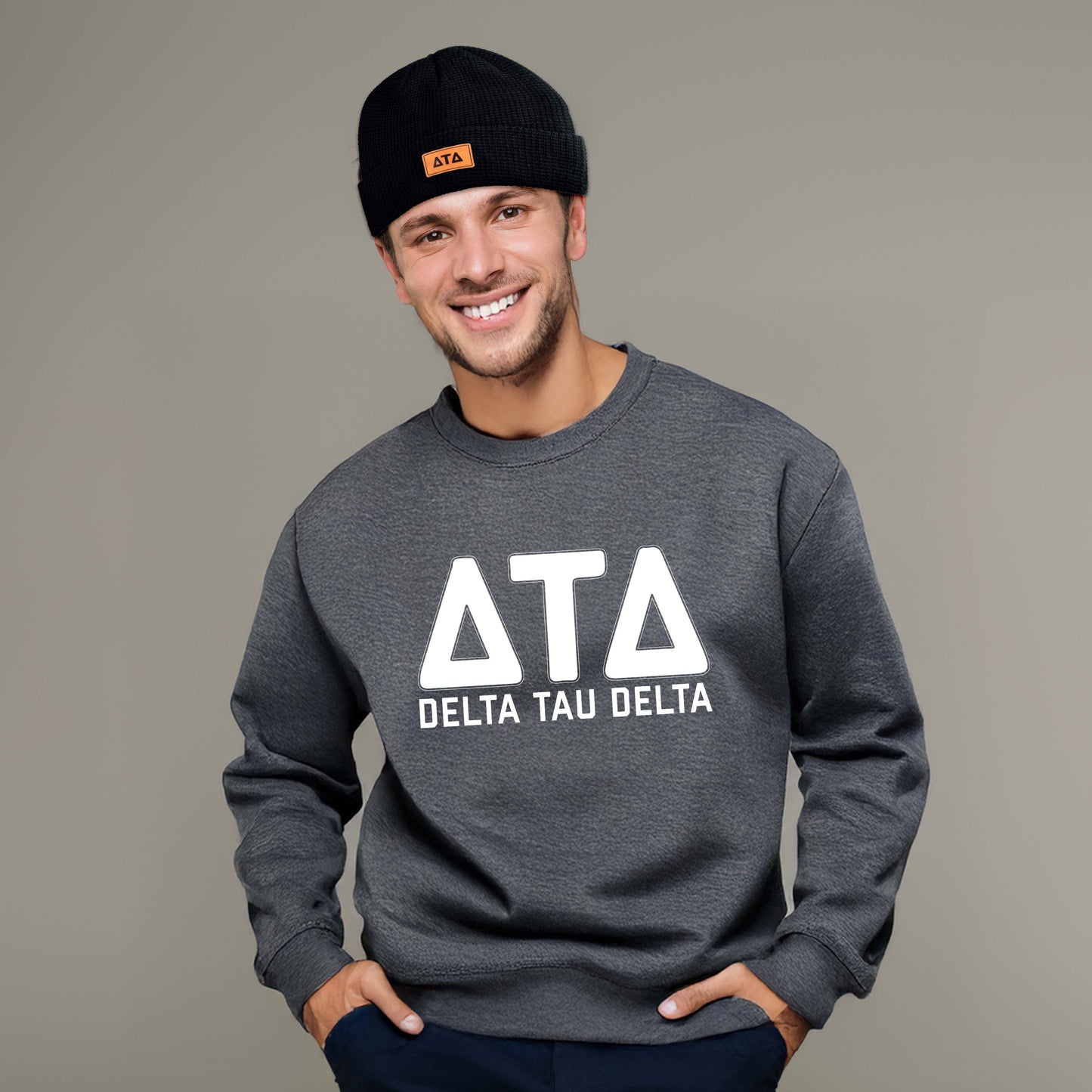 Sigma Alpha Epsilon Fraternity Beanie Hat - Black Winter Hat w/ Greek Letters Patch
