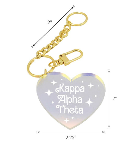 Delta Phi Epsilon Keychain - Iridescent Heart Design