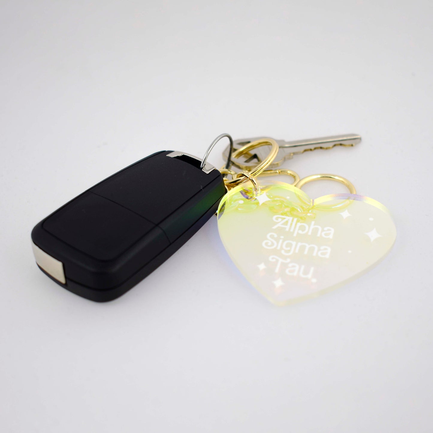 Alpha Epsilon Phi Keychain - Iridescent Heart Design